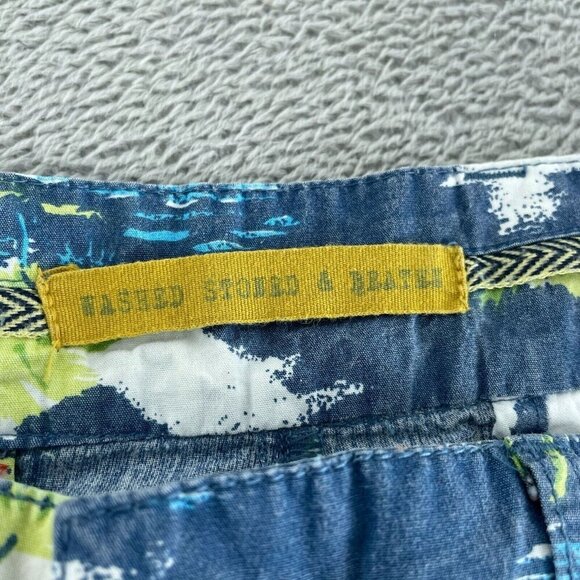 Washed Stoned & Beaten Mens Hawaiian Print Blue Casual Shorts 31 5169 - Picture 3 of 8